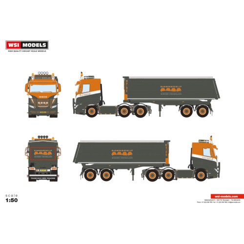 WSI 01 4234 Iveco S Way AS 6x2 Tipper Trailer Baggerbedrijf Midden